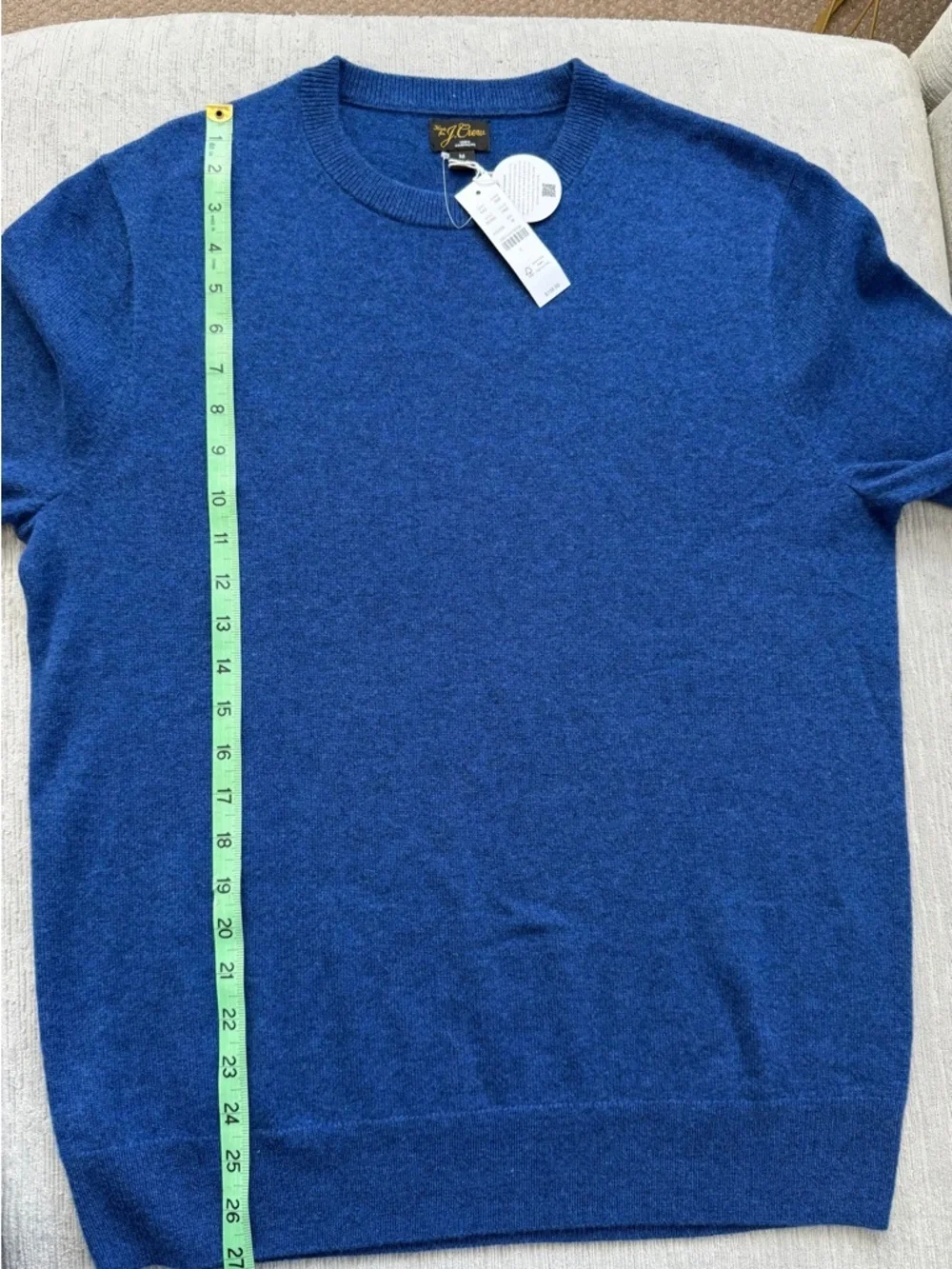 J.Crew 100% Cashmere Crewneck Sweater Navy Men’s M Classic Knit Underarm Repair